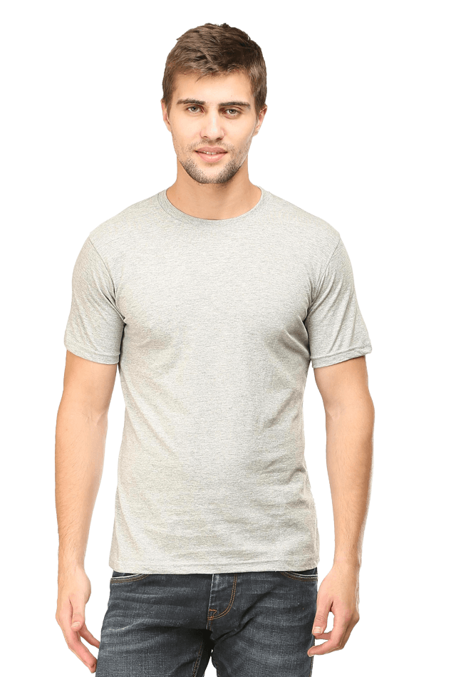 Grey Melange Premium Quality Male Half Sleeve T-Shirt - Grey Melange