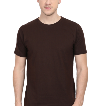 Premium Male Round Neck Half Sleeve Classic Plain T-Shirt - Coffee Brown