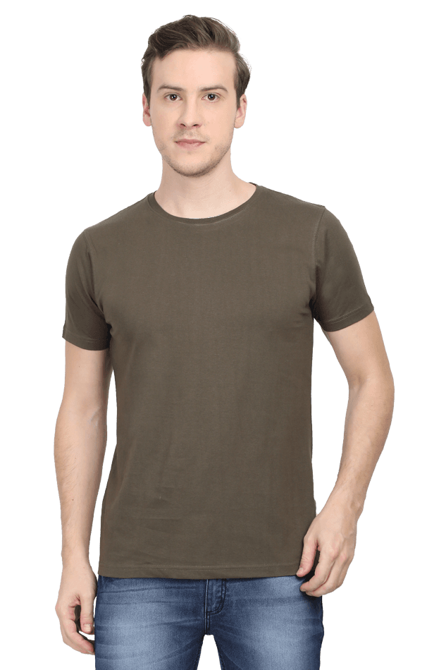 Olive Green Premium Quality Plain Male Half Sleeve T-Shirt - Olive Green