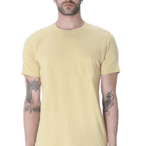 Premium Male Round Neck Half Sleeve T-Shirt - Beige