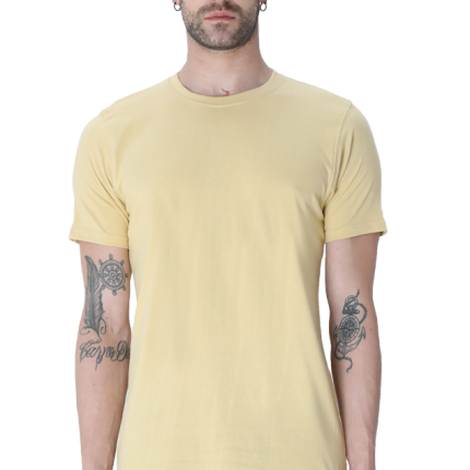 Premium Male Round Neck Half Sleeve T-Shirt - Beige