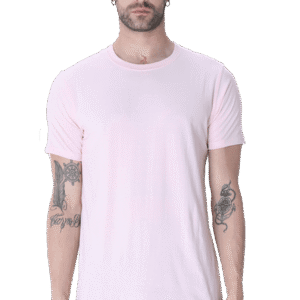 Premium Male Round Neck Half Sleeve T-Shirt - Light Baby Pink