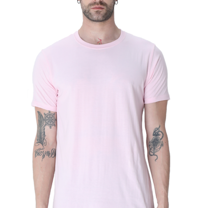 Premium Male Round Neck Half Sleeve T-Shirt - Light Baby Pink