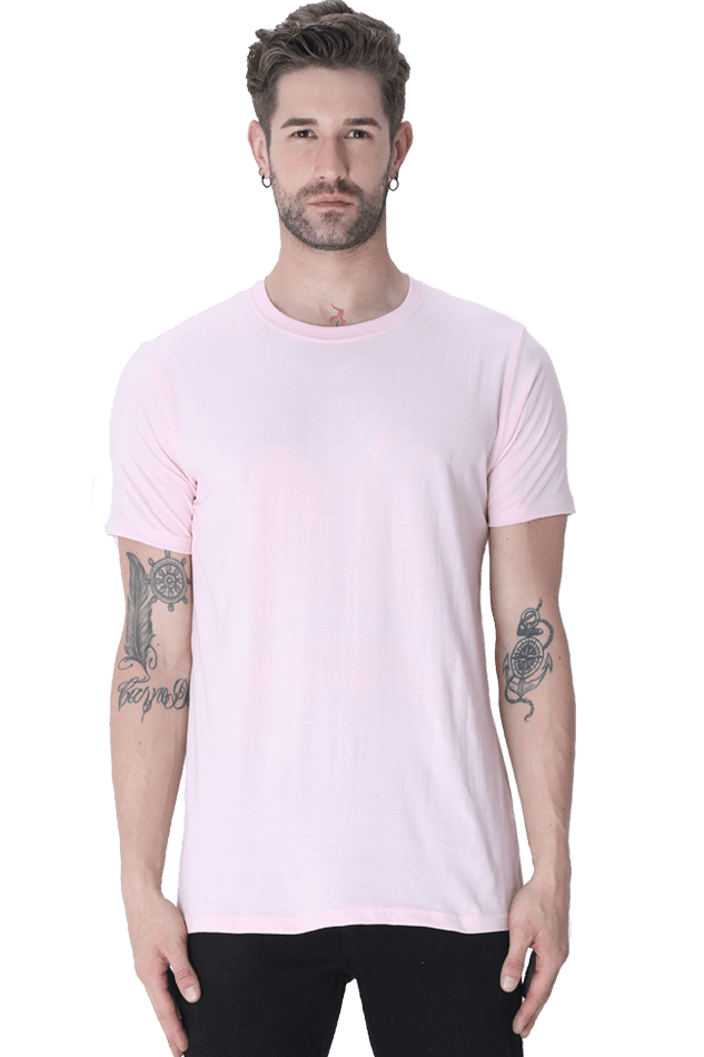 Light Baby Pink Premium Male Round Neck Half Sleeve T-Shirt - Light Baby Pink