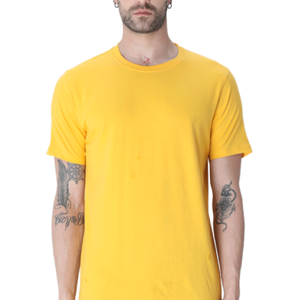 Premium Male Half Sleeve Plain T-Shirt - Golden Yellow