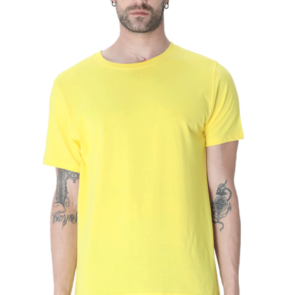 Premium Male Half Sleeve Classic Plain T-Shirt - New Yellow