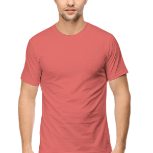 Premium Male Half Sleeve Classic Plain T-Shirt - Coral