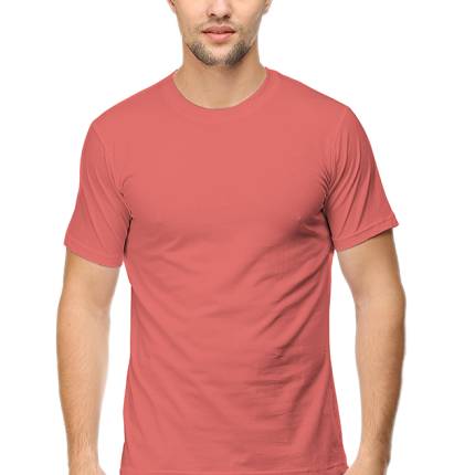 Premium Male Half Sleeve Classic Plain T-Shirt - Coral