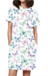 Female AOP T-Shirt Dress – Pastel Butterfly Print