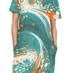 Female AOP Premium T-Shirt Dress - Abstract Swirl Design