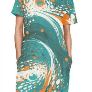Female AOP Premium T-Shirt Dress - Abstract Swirl Design