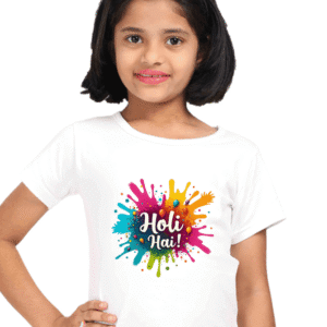 Holi Hai Festive Girls Round Neck Half Sleeve T-Shirt