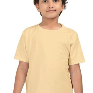 Premium Quality Boys Half Sleeve Plain T-Shirt - Beige