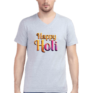 Happy Holi Mens V-Neck T-Shirt – Stylish & Festive Holi Tee