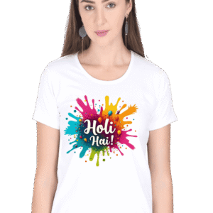Holi Hai Festive Womens Round Neck Half Sleeve T-Shirt