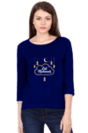 Women's Full Sleeve Eid Mubarak T-Shirt | Black & Royal Blue