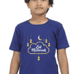 Eid Mubarak Classic Crew T-Shirt for Boys Black & Royal Blue