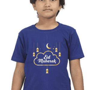 Eid Mubarak Classic Crew T-Shirt for Boys Black & Royal Blue