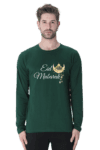 Eid Mubarak T-Shirt for Men Full Sleeve Black & Bottle Green