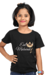 Premium Eid Mubarak Classic Crew T-Shirt for Girls – Black