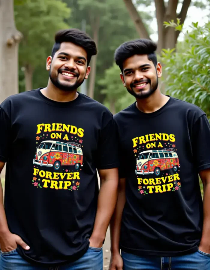 Friends on a Forever Trip – Retro Floral Van T-Shirt