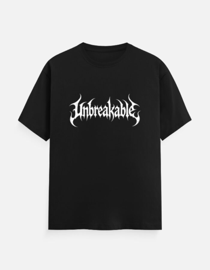 Men’s Classic Crew T-Shirt – “Unbreakable” Graphic Print (XS–7XL, Black & Sky Blue)