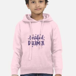 Certified Dreamer Kids Hoodie – Unisex Cotton Hoodie for Boys & Girls (0–13 Yrs) Baby Pink