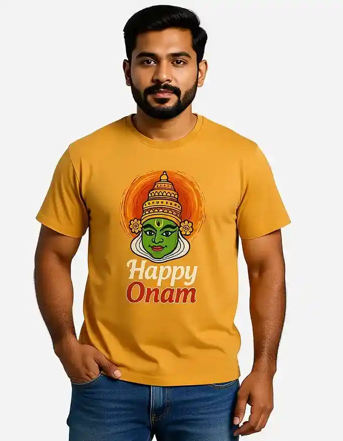 Happy Onam Kathakali Face Men’s Cotton T-Shirt men1 Happy Onam Kathakali Face Men’s Cotton T-Shirt men5
