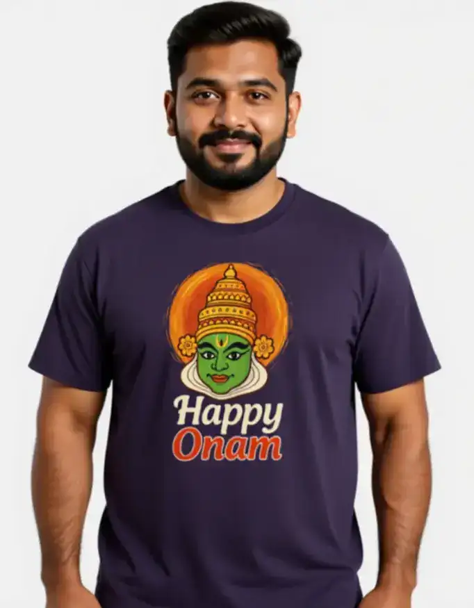 Happy Onam Kathakali Face Men’s Cotton T-Shirt men2 Happy Onam Kathakali Face Men’s Cotton T-Shirt men4