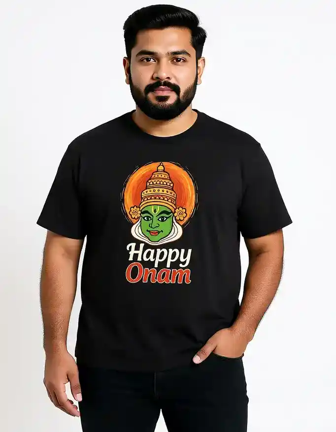 Happy Onam Kathakali Face Men’s Cotton T-Shirt men4 Happy Onam Kathakali Face Men’s Cotton T-Shirt men2