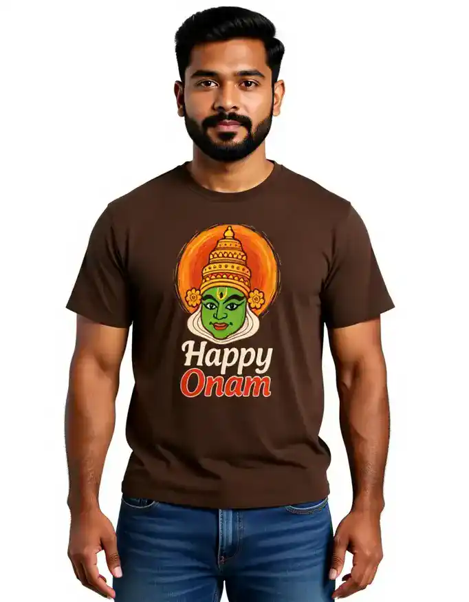 Happy Onam Kathakali Face Men’s Cotton T-Shirt men5 Happy Onam Kathakali Face Men’s Cotton T-Shirt men2