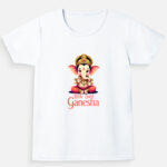 Little Lord Ganesha Girls T-Shirt 100% Cotton Crew Neck Tee 0–13 Years white