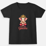 Little Lord Ganesha Girls T-Shirt 100% Cotton Crew Neck Tee 0–13 Years black