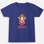 Little Lord Ganesha Girls T-Shirt 100% Cotton Crew Neck Tee 0–13 Years Royal Blue