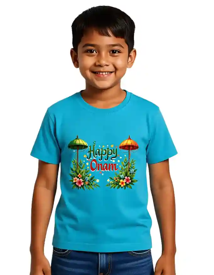 Happy Onam Boys T-shirt Festive Kerala Design 0–13 Years sky blue Happy Onam Boys T-shirt Festive Kerala Design 0–13 Years - Sky Blue