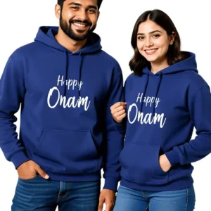 Happy Onam Unisex Hoodie Cotton Fleece Sweatshirt royal-blue