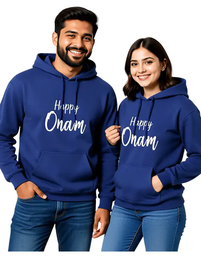 Happy Onam Hoodie Unisex Cotton Fleece Sweatshirt - royal blue Happy Onam Unisex Hoodie Cotton Fleece Sweatshirt royal-blue