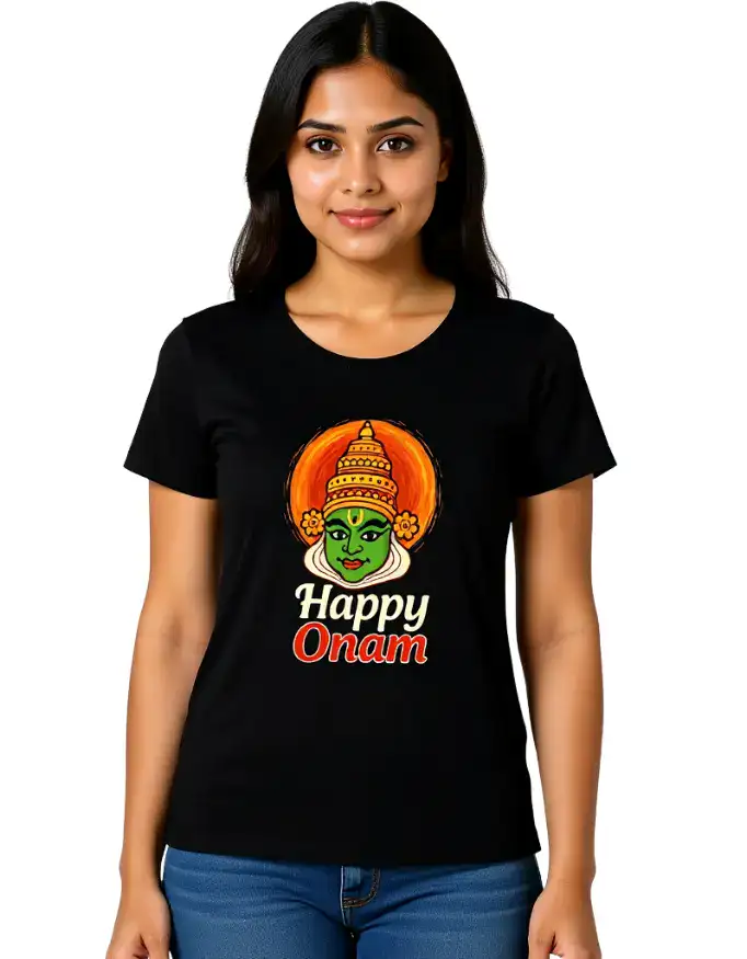Happy Onam Kathakali Face Womens T-Shirt Size S to 2XL-1 Happy Onam Kathakali Face Womens T-Shirt Size S to 2XL