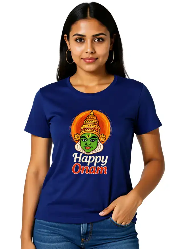 Happy Onam Kathakali Face Womens T-Shirt Size S to 2XL-2 Happy Onam Kathakali Face Womens T-Shirt Size S to 2XL
