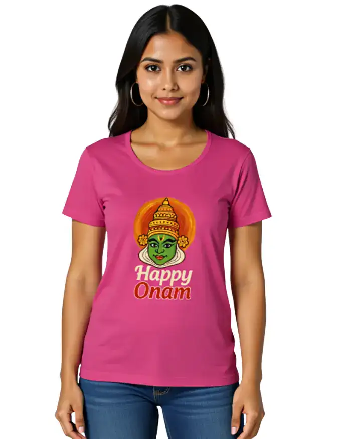 Happy Onam Kathakali Face Womens T-Shirt Size S to 2XL-3 Happy Onam Kathakali Face Womens T-Shirt Size S to 2XL