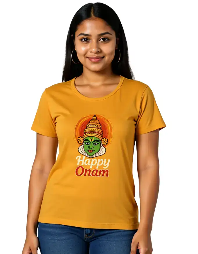 Happy Onam Kathakali Face Womens T-Shirt Size S to 2XL Happy Onam Kathakali Face Womens T-Shirt Size S to 2XL