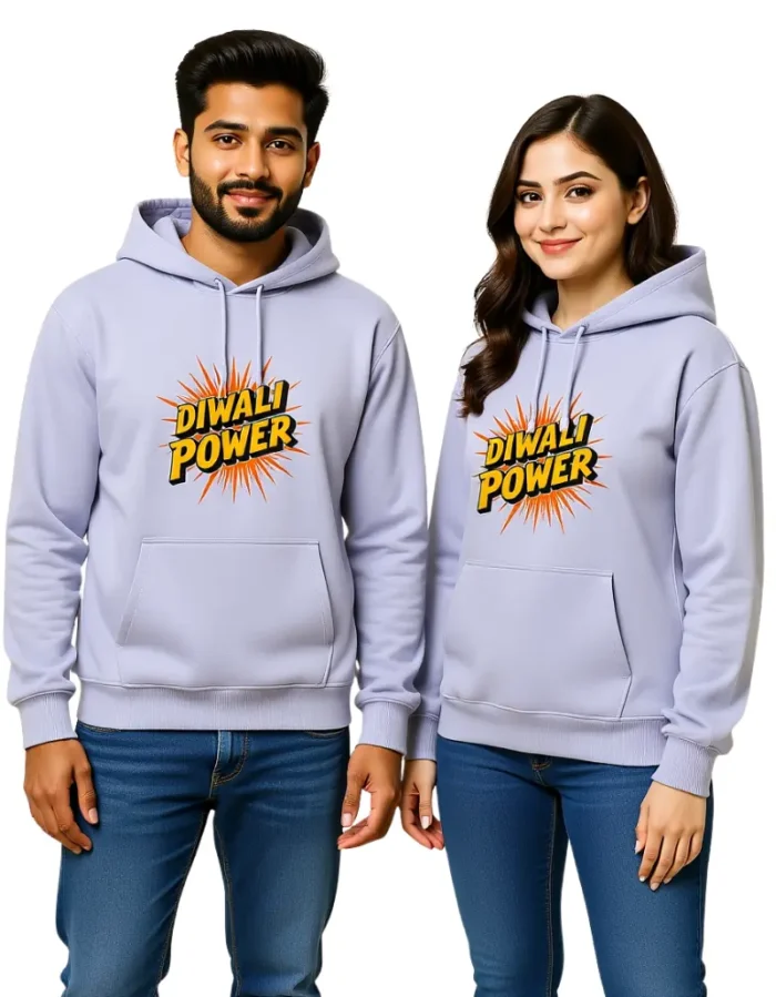 Unisex Oversized Hoodie Diwali Power Design Lavender