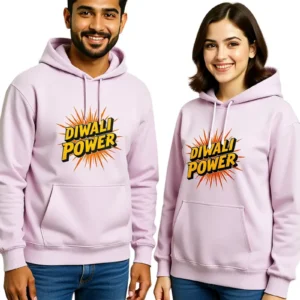 Unisex Oversized Hoodie Diwali Power Design Light Baby Pink