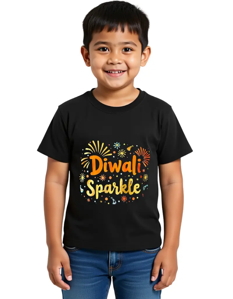 Diwali Sparkle Boys T-Shirt Black Diwali Sparkle Boys T-Shirt Black