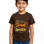 Diwali Sparkle Boys T-Shirt Coffee Brown