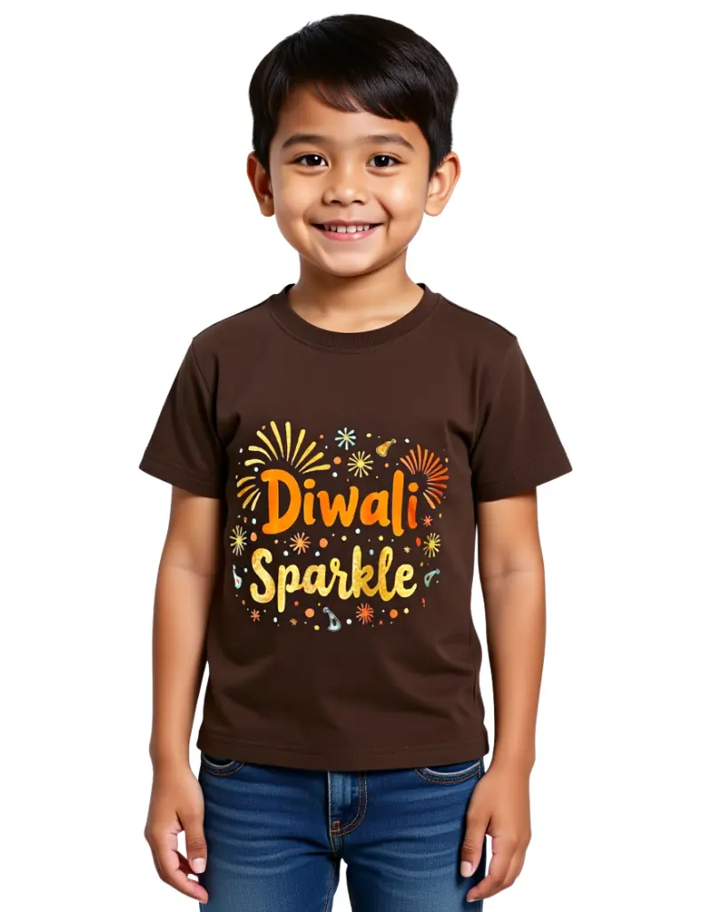 Diwali Sparkle Boys T-Shirt Coffee Brown Diwali Sparkle Boys T-Shirt Coffee Brown