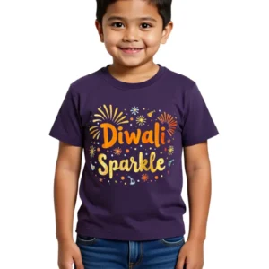 Diwali Sparkle Boys T-Shirt Purple