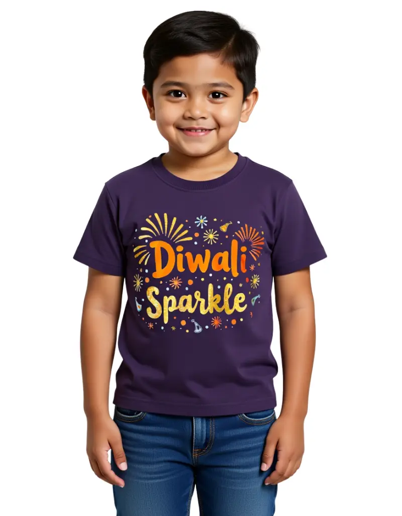 Diwali Sparkle Boys T-Shirt Purple Diwali Sparkle Boys T-Shirt Purple