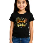 Diwali Sparkle Girls T-Shirt Black