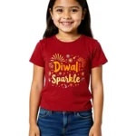 Diwali Sparkle Girls T-Shirt Red